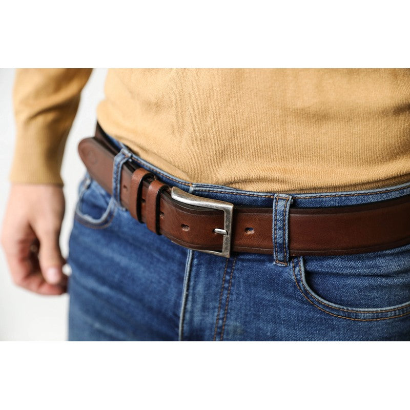 Brown Leather Belt - North and South Accessories Time Resistance Medium  