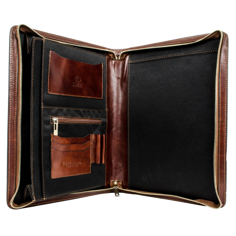 Leather A4 Documents Folder Organizer - Candide Accessories Time Resistance   