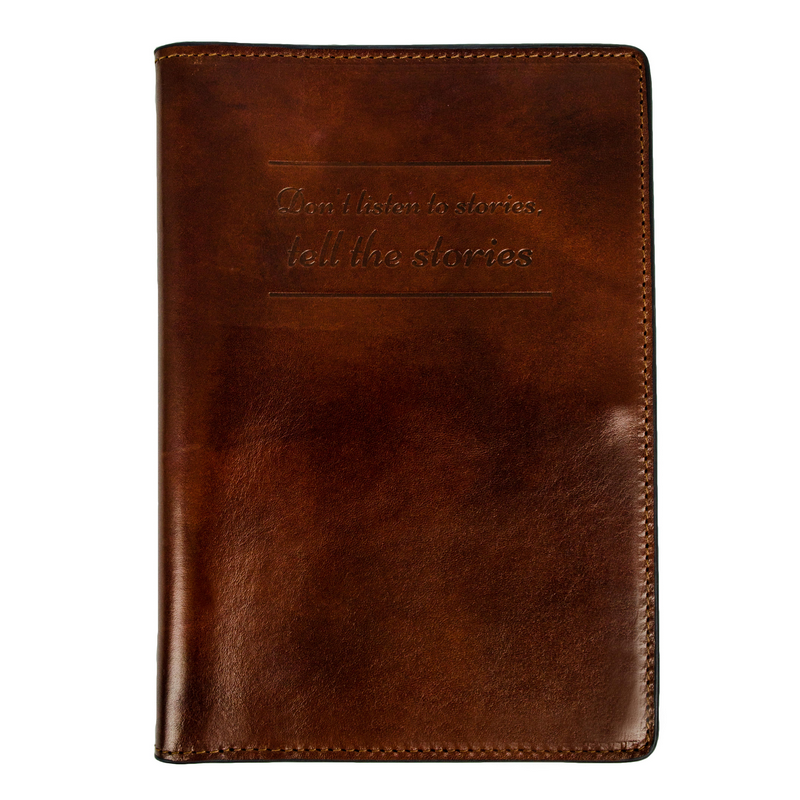 brown leather passport case
