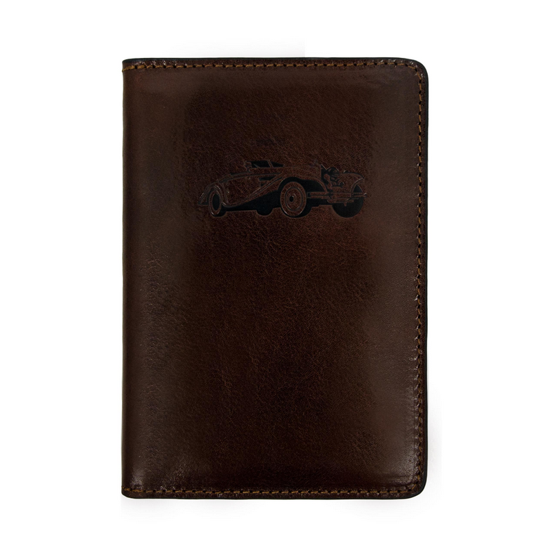 brown leather document case for car