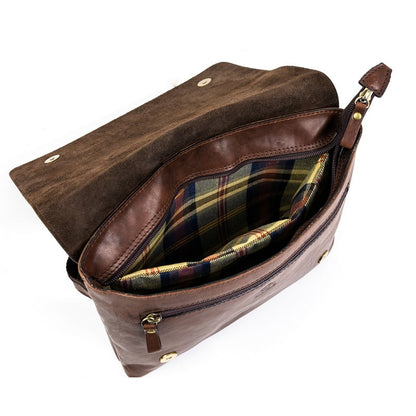 Leather Messenger Bag - A Room with a View Messenger Bag Time Resistance   