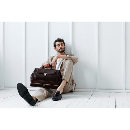Large Italian Leather Doctor Bag - The Master and Margarita Doctor Bag Time Resistance   