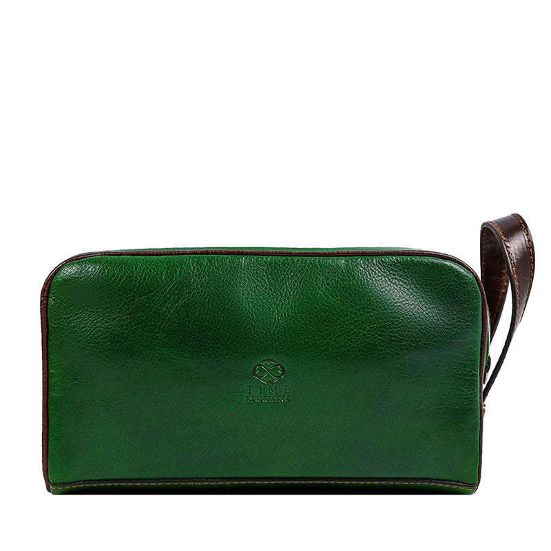 Leather Cosmetic Bag Dopp Kit - All the Kings Men Accessories Time Resistance Green  