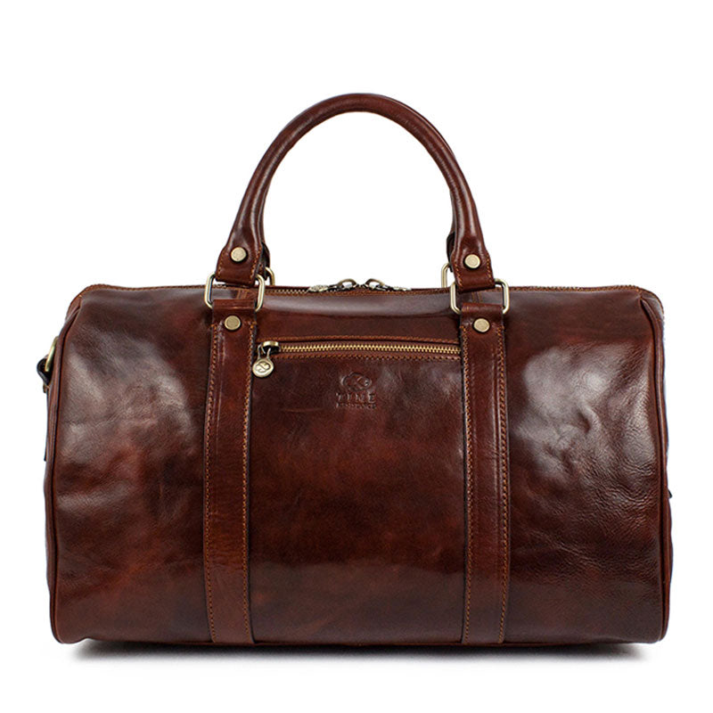 Small Leather Overnight Bag, Duffel Bag - The Ambassadors Duffel Bag Time Resistance Brown  