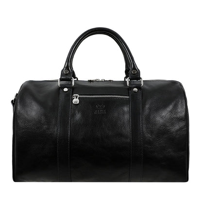 Small Leather Overnight Bag, Duffel Bag - The Ambassadors Duffel Bag Time Resistance Black  