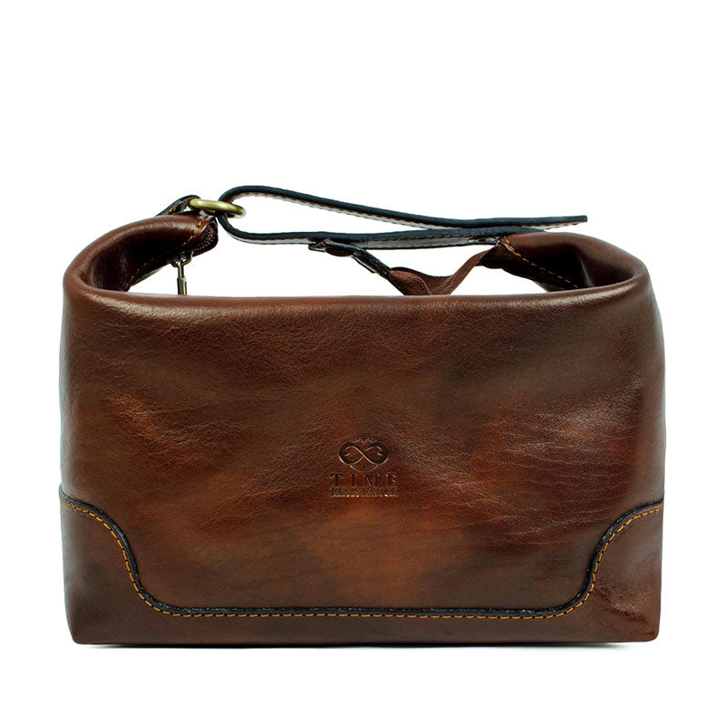 Leather Toiletry Bag - Autumn Leaves Accessories Time Resistance Brown  