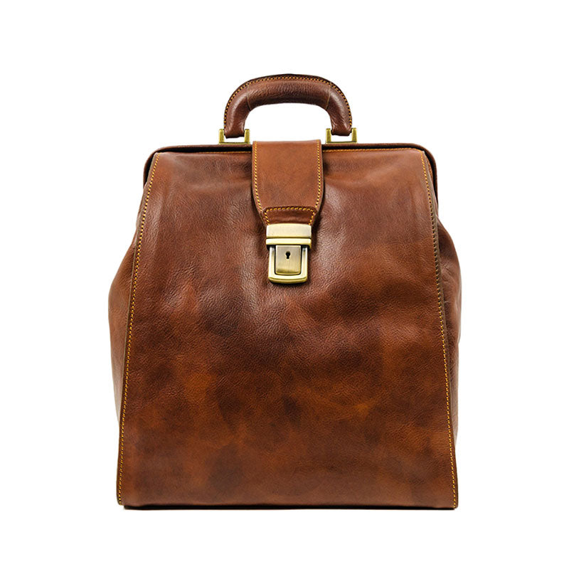 Leather Backpack - A Brief Story of Time Backpack Time Resistance Cognac Brown Matte  