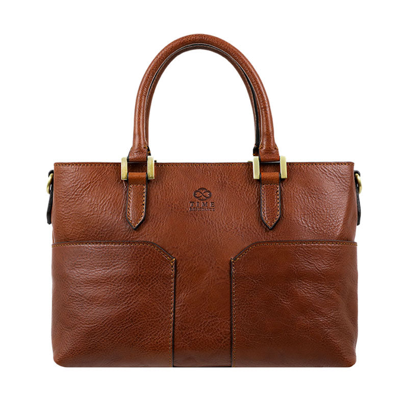 Leather Handbag Shoulder Bag - Camilla  Time Resistance Cognac Brown Matte  