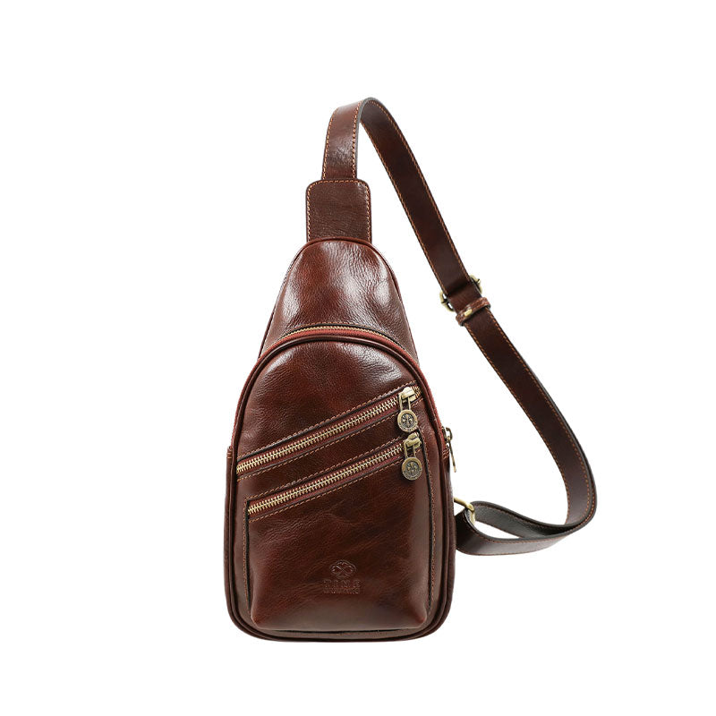 Leather Cross Body Bag Sling Bag - Catch-22 Accessories Time Resistance Brown  