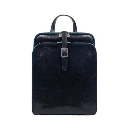 Womens Convertible Leather Backpack Shoulder Bag - Clarissa Backpack Time Resistance Blue  