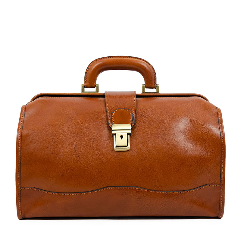 Small Leather Doctor Bag - David Copperfield Doctor Bag Time Resistance Cognac Brown  