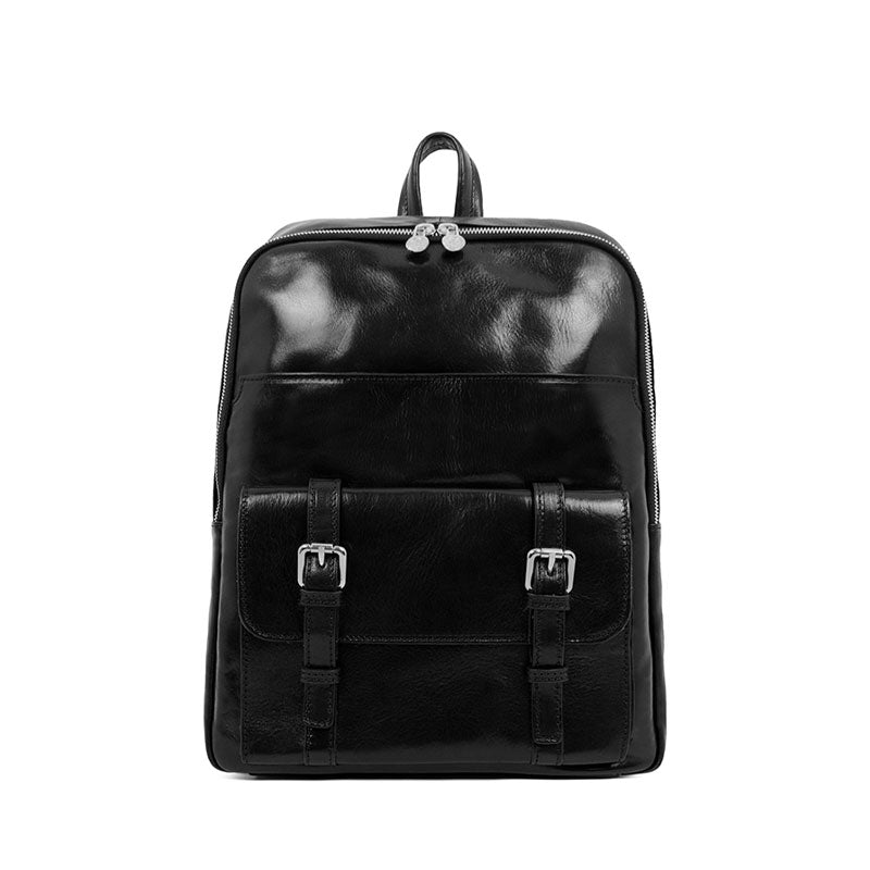 Large Unisex Leather Backpack - The Divine Comedy Backpack Time Resistance Black  