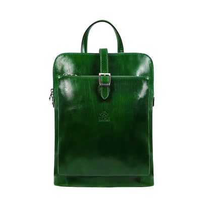 Convertible Leather Backpack Shoulder Bag - Emma Backpack Time Resistance Green  