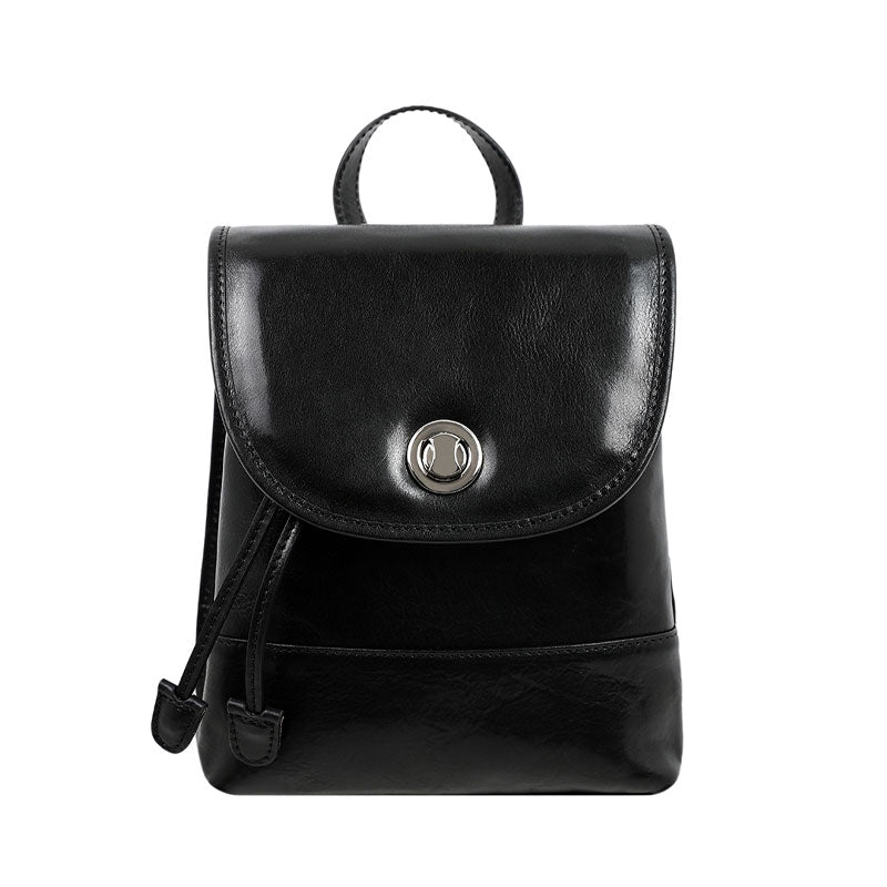 Leather Backpack, Convertible Shoulder Bag - The Illiad Backpack Time Resistance Black  