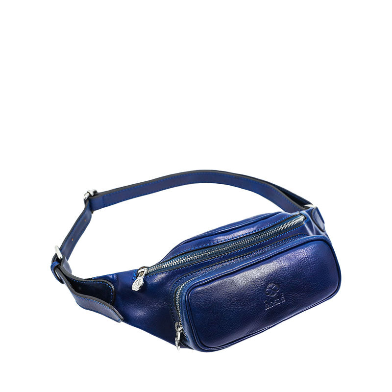 Leather Sling Bag Belly Bag - Independent People Accessories Time Resistance Blue  