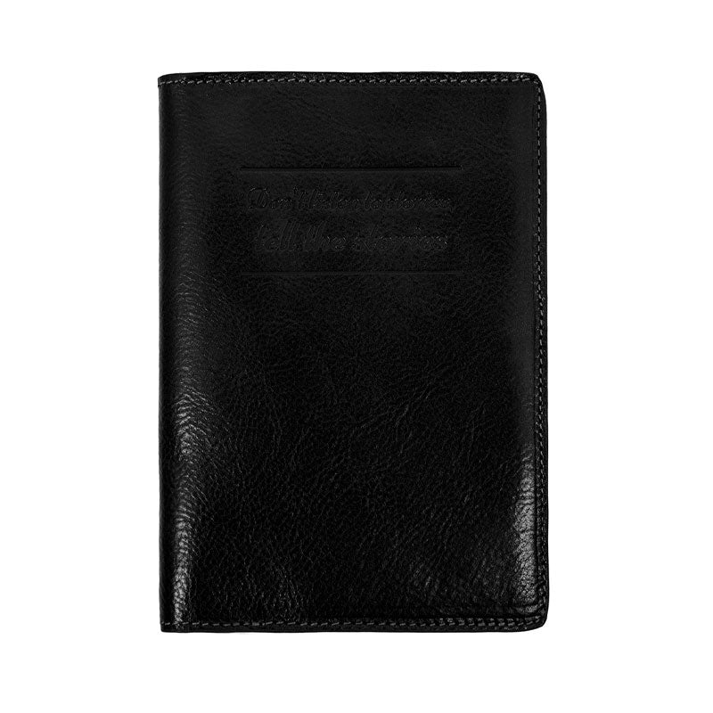 Large Leather Passport Holder - Gulliver's Travels Accessories Time Resistance Black  