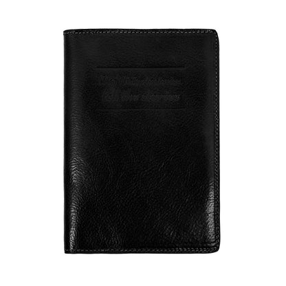 Large Leather Passport Holder - Gulliver's Travels Accessories Time Resistance Black  