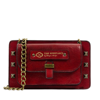 Womens Leather Clutch Purse Crossbody Bag - Little Women For Women Time Resistance Red  