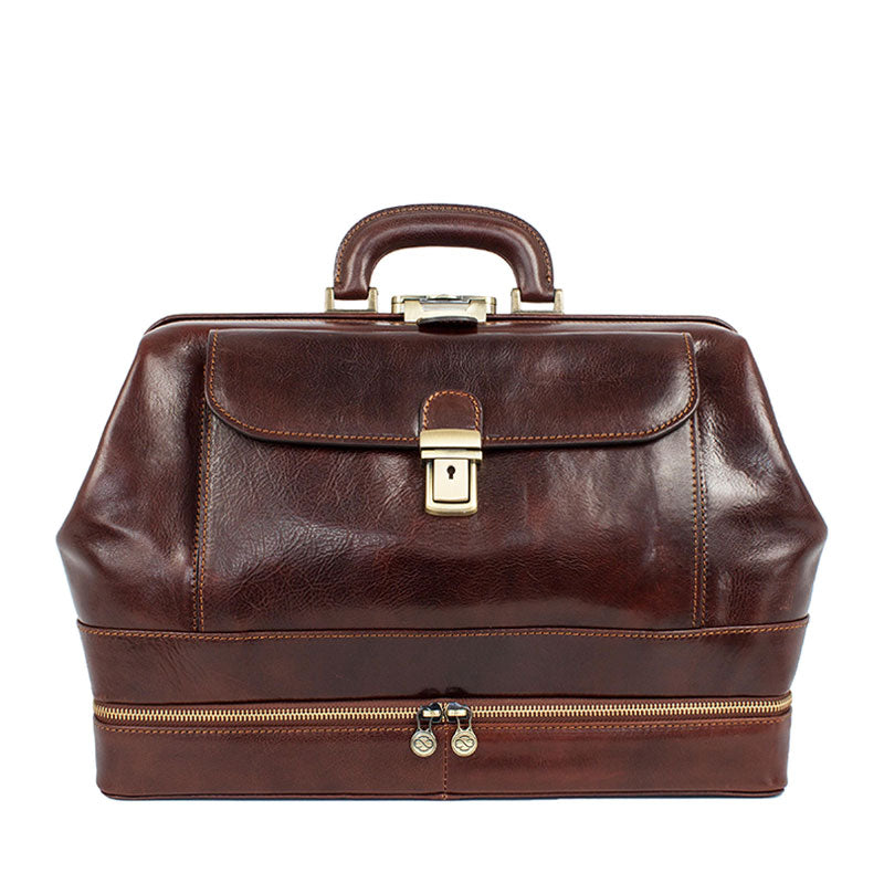 Large Italian Leather Doctor Bag - The Master and Margarita Doctor Bag Time Resistance Brown  