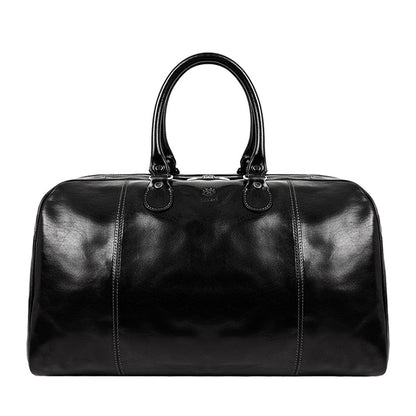 Leather Duffel Bag Weekender Bag - The Count of Monte Cristo Duffel Bag Time Resistance Black  