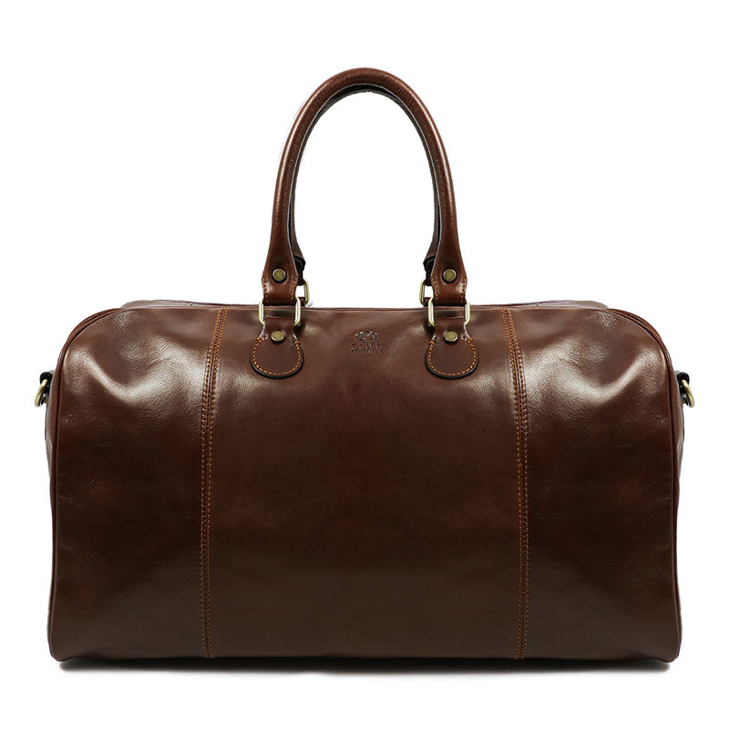 Leather Duffel Bag Weekender Bag - The Count of Monte Cristo Duffel Bag Time Resistance Brown  