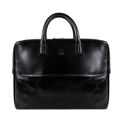 Large Leather Briefcase Laptop Bag - Nostromo Briefcase Time Resistance Black  