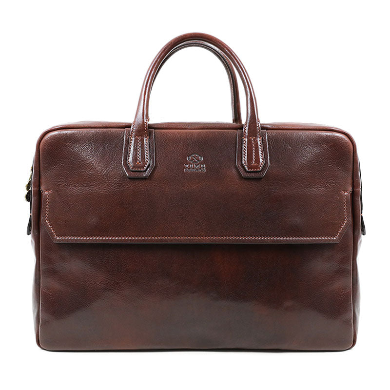 Large Leather Briefcase Laptop Bag - Nostromo Briefcase Time Resistance Brown  