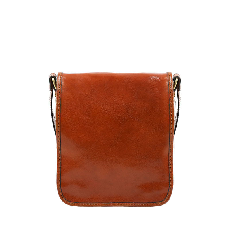 Small Leather Messenger Bag - On The Road Messenger Bag Time Resistance Cognac Brown  