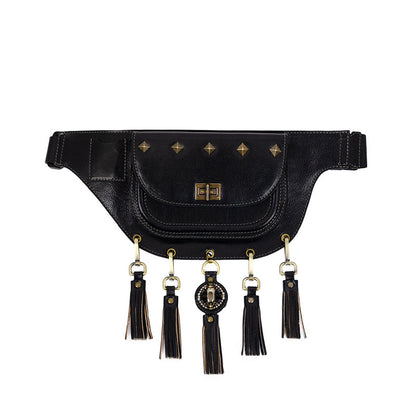 Leather Fanny Pack Bag Belt Bag for Women - Rebecca For Women Time Resistance Black  