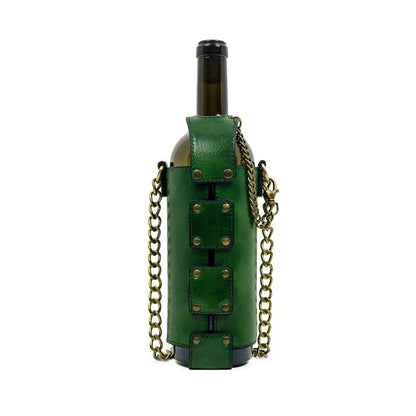 Leather Wine Tote - Saving Grapes Accessories Time Resistance Green  