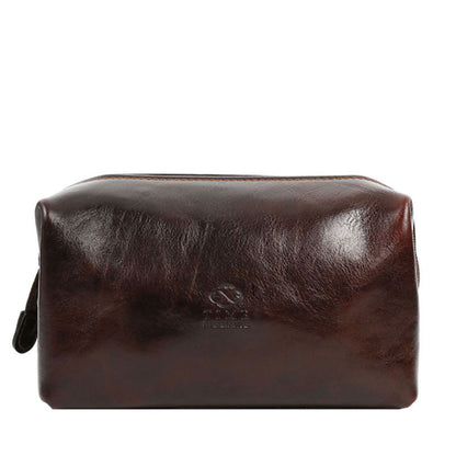 Small Leather Toiletry Bag - Four Past Midnight Accessories Time Resistance Brown  