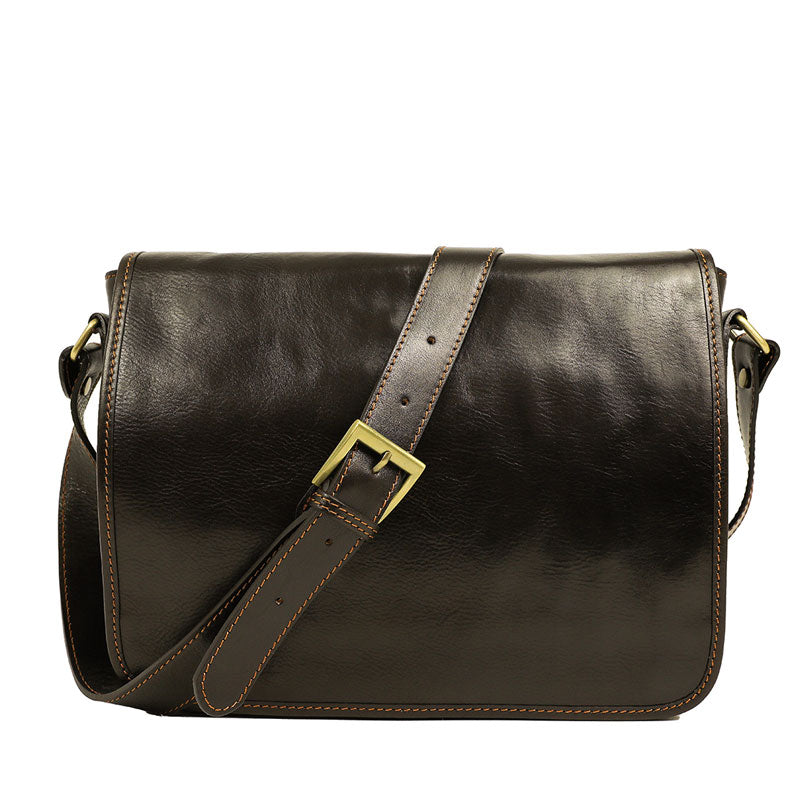 Leather Messenger Bag – The Stranger Messenger Bag Time Resistance Chocolate Brown  