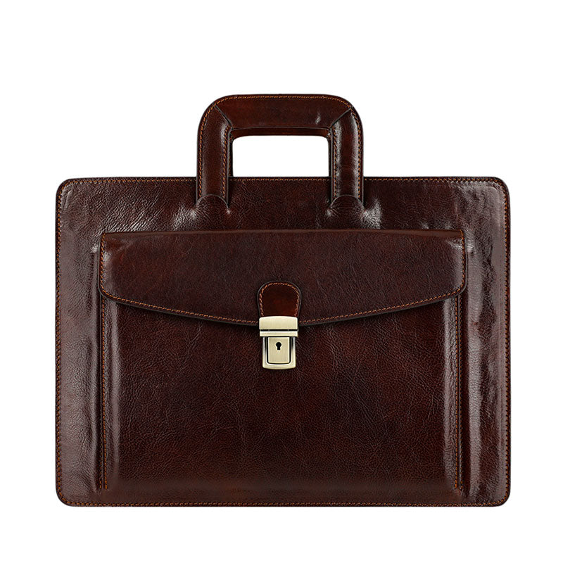 Leather Briefcase - The Tempest Briefcase Time Resistance Chocolate Brown  