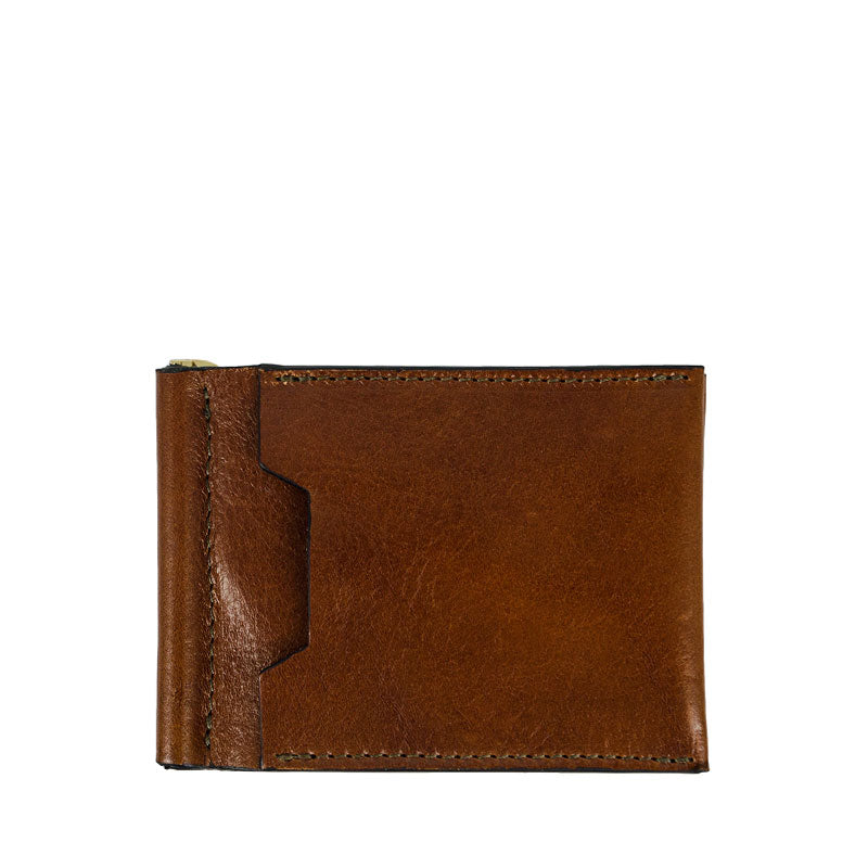 Leather Money Clip Wallet - Tom Jones Accessories Time Resistance Cognac Brown  