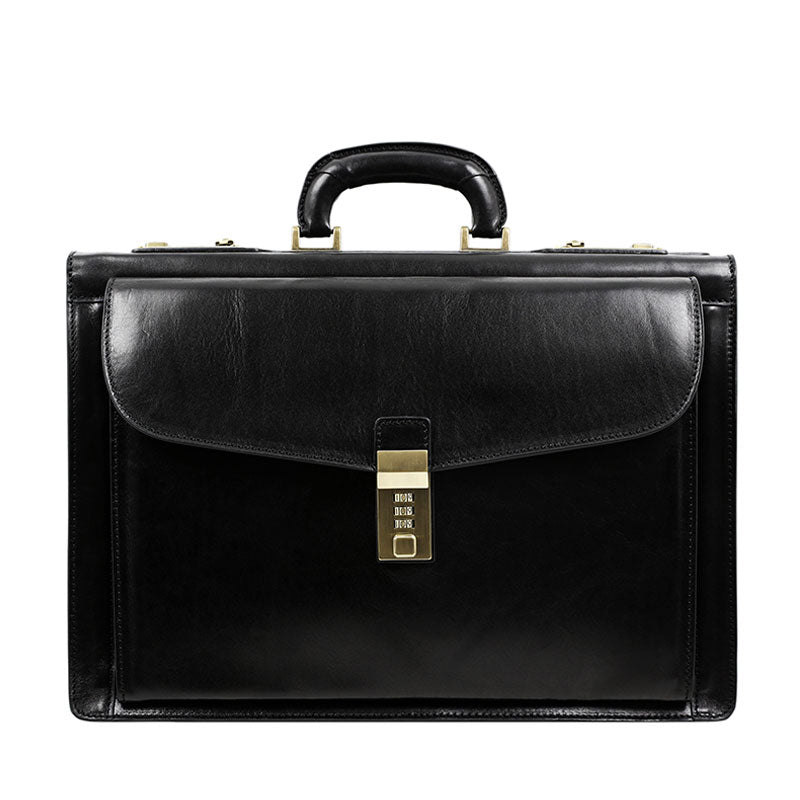 Leather Code-lock Briefcase - The Watchmen Briefcase Time Resistance Black  