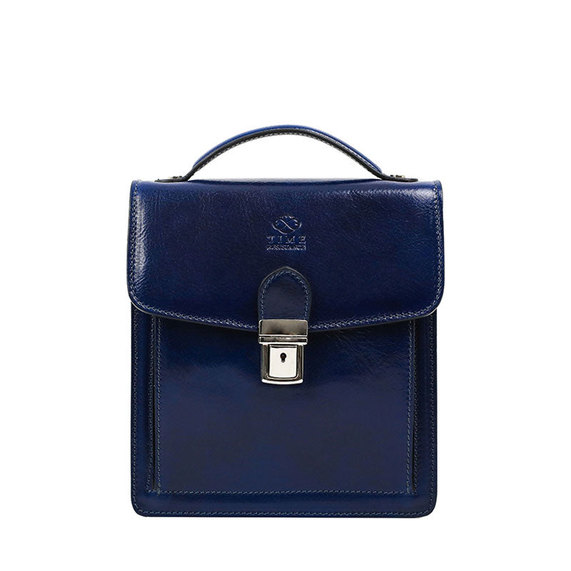 Small Leather Briefcase - Walden Briefcase Time Resistance Blue  