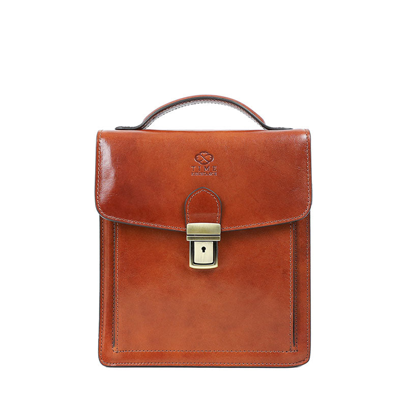 Small Leather Briefcase - Walden Briefcase Time Resistance Cognac Brown  
