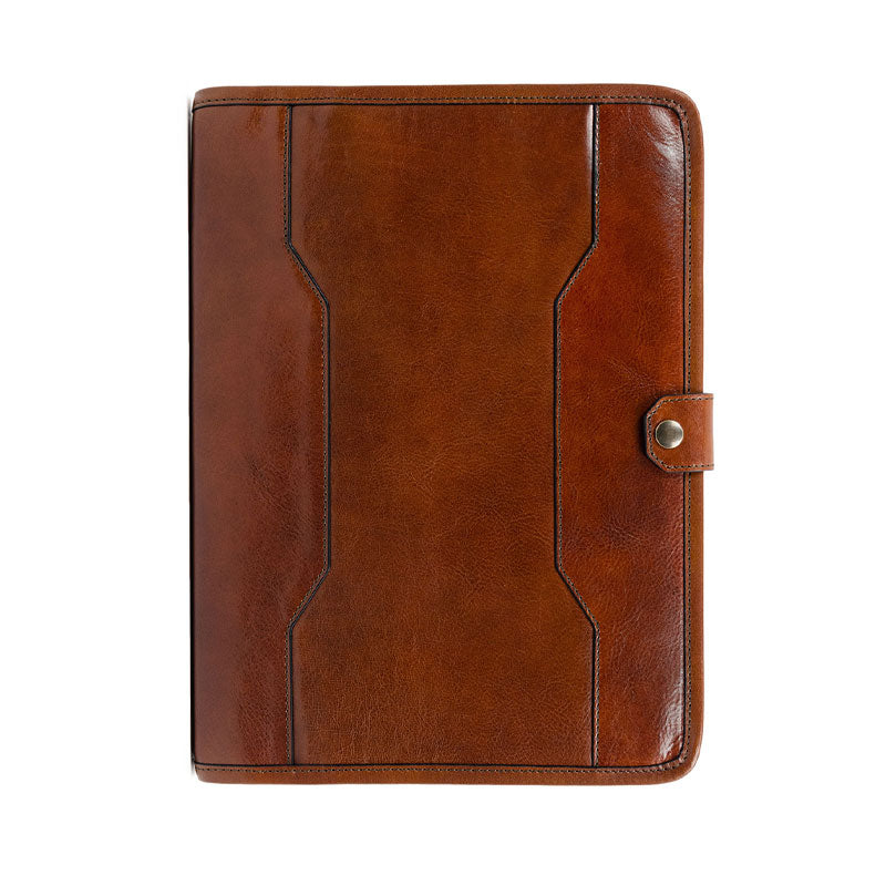 Leather A4 Documents Folder Organizer - The Call of the Wild Accessories Time Resistance Cognac Brown  