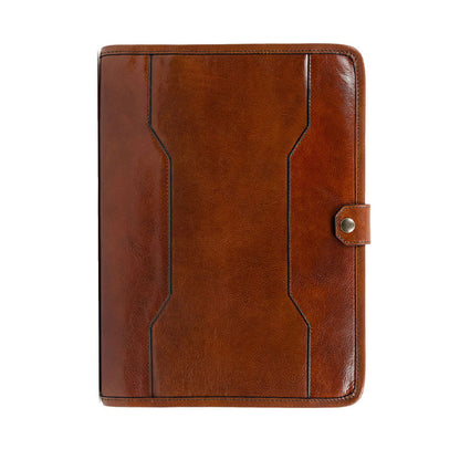Leather A4 Documents Folder Organizer - The Call of the Wild Accessories Time Resistance Cognac Brown  