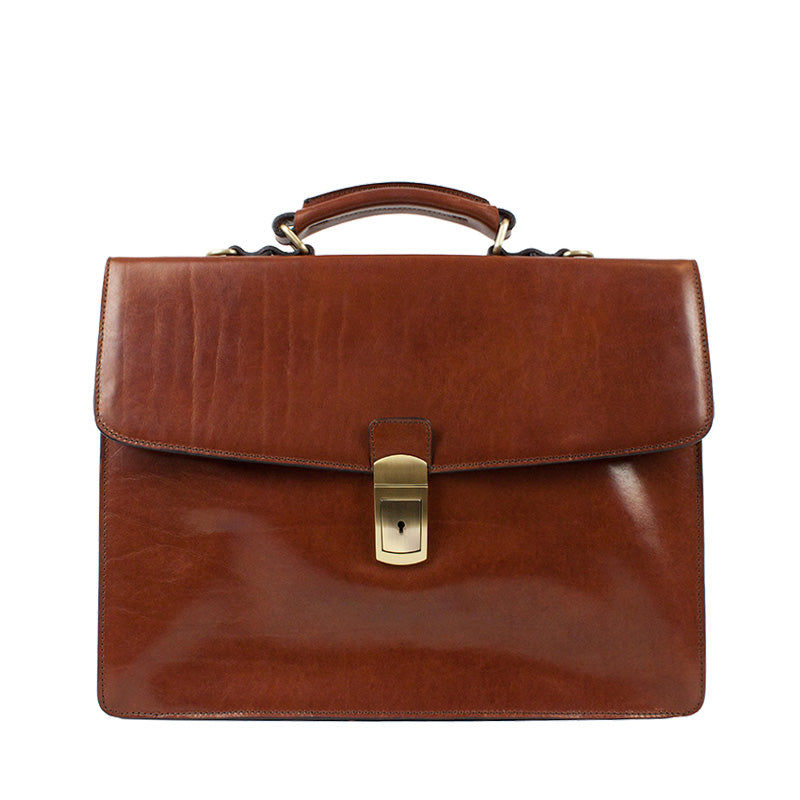 Leather Briefcase - Arthur Briefcase Time Resistance Cognac Brown  