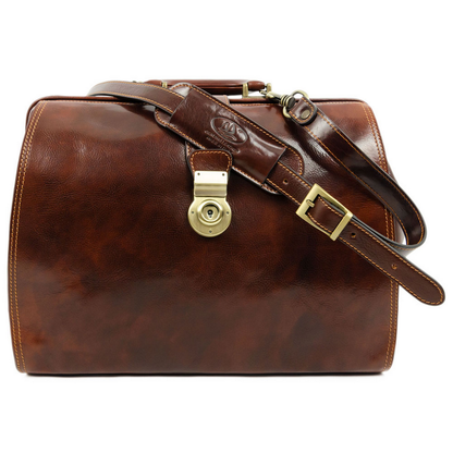 Time Resistance Leather Doctor Bag with Key Lock - Handmade Medical Handbag  Doctors Briefcase Para Satchel Unisex