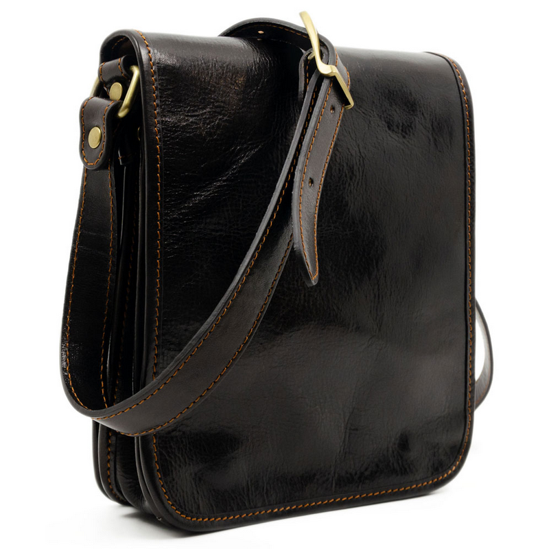 Small Leather Messenger Bag - On The Road Messenger Bag Time Resistance   