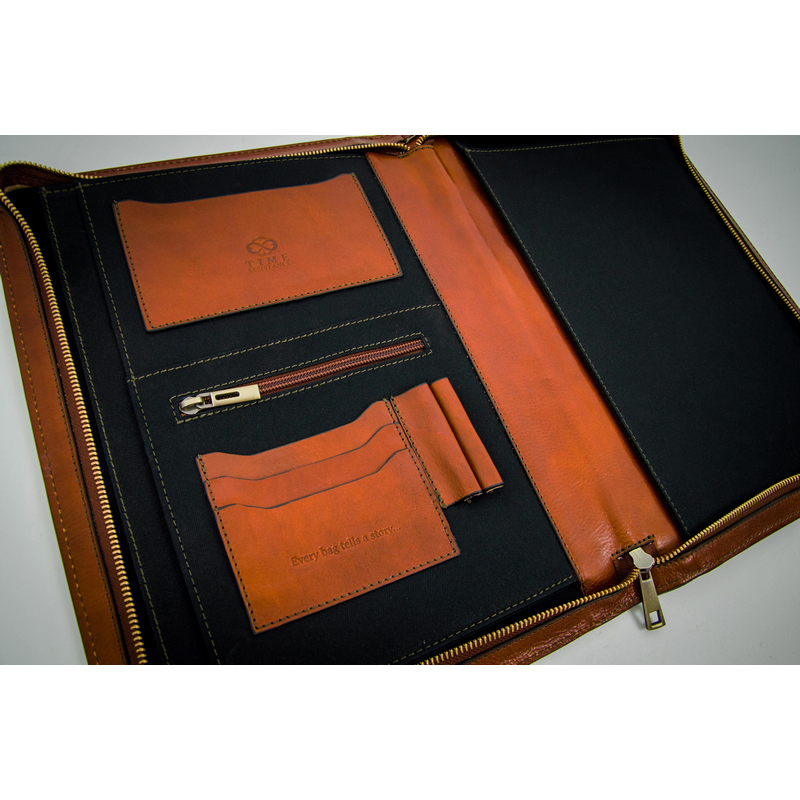 Leather A4 Documents Folder Organizer - Candide Accessories Time Resistance   
