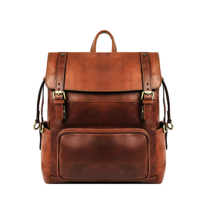 Leather Backpack - The Good Earth Backpack Time Resistance Cognac Brown Matte  