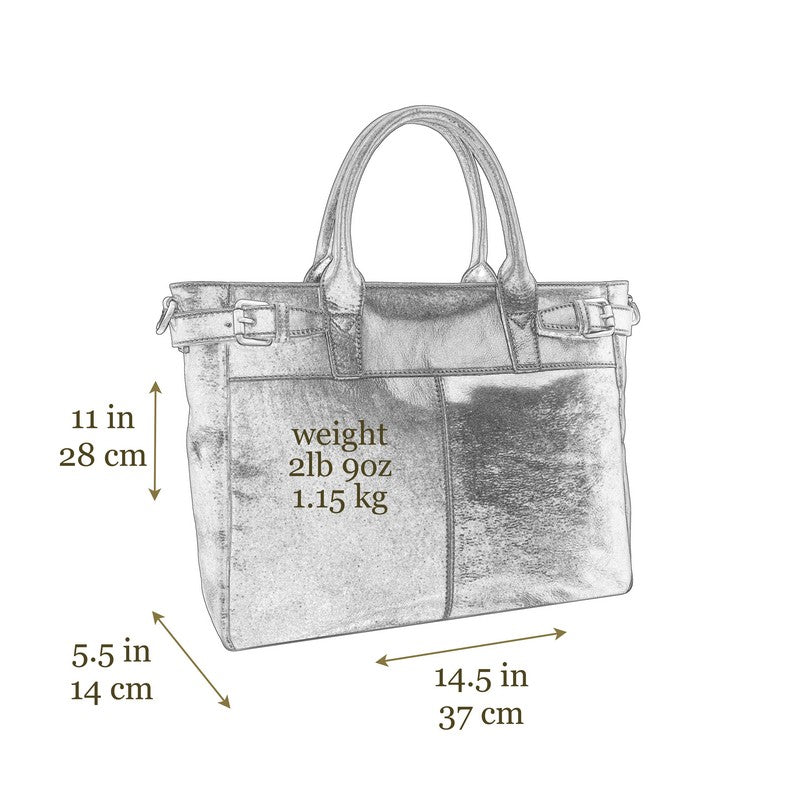 Brown Leather Handbag, Tote Bag with Zipper - Lorna Doone