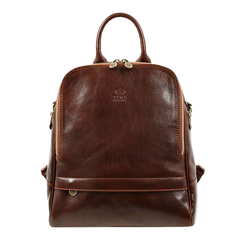 leather backpack convertible shoulder bag brown