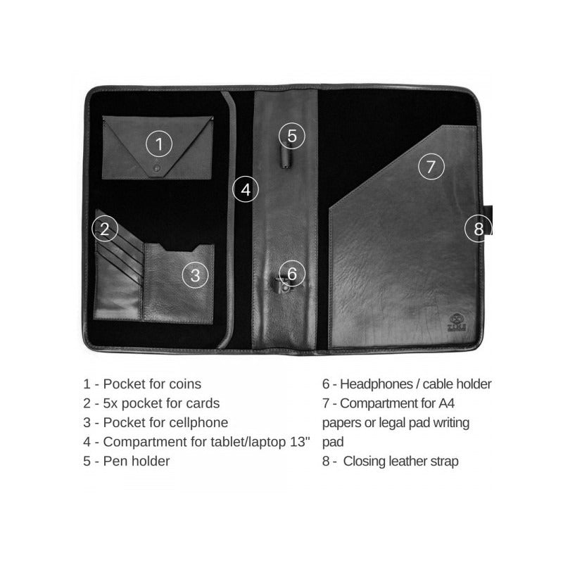 Leather A4 Documents Folder Organizer - The Call of the Wild Accessories Time Resistance   