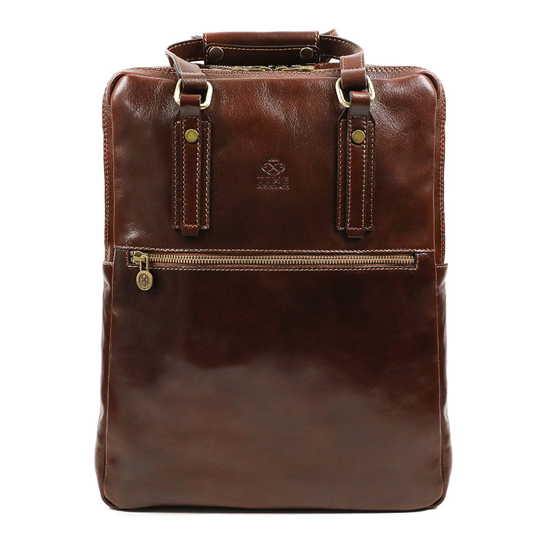 brown leather backpack for men