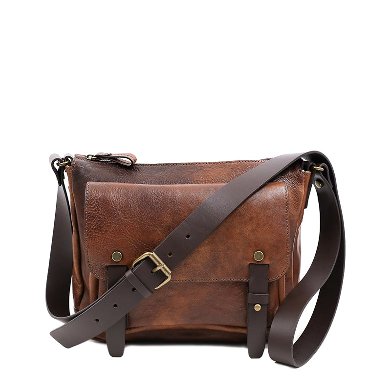 brown leather messenger bag men