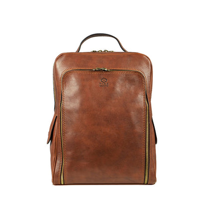 Leather Backpack - The Sun Also Rises Backpack Time Resistance Cognac Brown Matte  